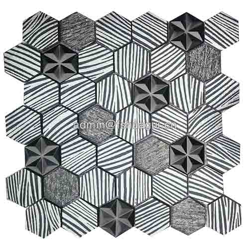 Fashion hexagon star design stainless steel wall backsplash metal color mosaic tile sheet