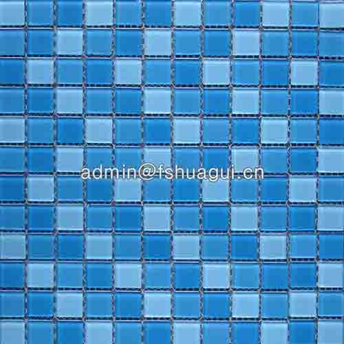 Mixed blue colors crystal glass mosaic tile for bathroom pool tiles HG-423013