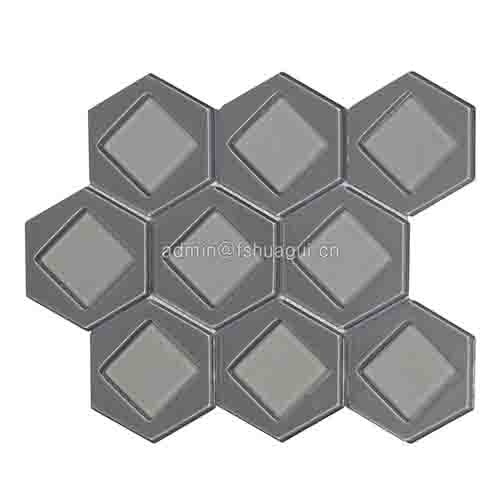 Hexagon & square pattern glass water jet mosaic tile