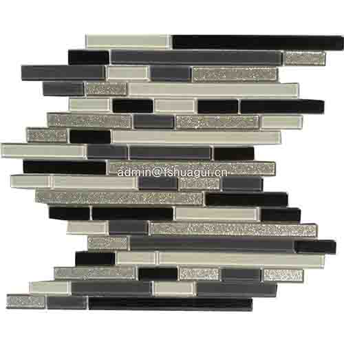 Silver black and white glass mosaic tile design ideas for living room