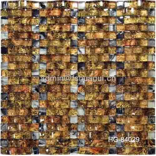 Unique leopard design gold foil crystal glass mosaic idea backsplash tile