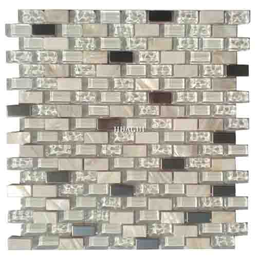 Elegant white glass shell mix stone mosaic tile backsplash ideas