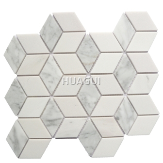 Rhombus Hexagon Honeycomb Merble Mosaic tile In Grey /White wall Backsplash