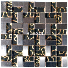 Modern  Stainless Steel With Silver Glass Metal Tile - Kitchen Backsplash/Bathroom Wall/Home Decor/Fireplace Surround