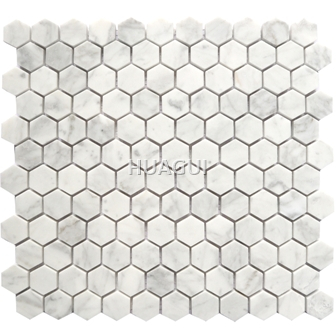 Carrara Stone Material Hexagon honeycomb marble mosaic tile in White/Grey