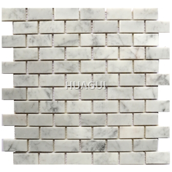 Carrara White Rectangle Shape Marble Mosaic Tile interlocing for bathroom decoration 