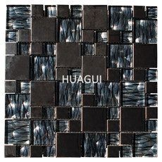 Flat Glossy Glass Subway Tile Stainless Steel Mosaic Tile Mixed Wall Paper Mosaic Tile
