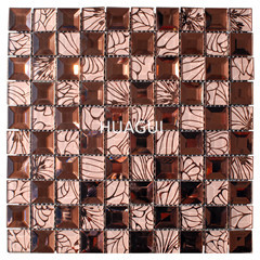 Modern design interior wall decor mixed colour mosaic tile small square 4mm brown gold mixed glass mosaic tile