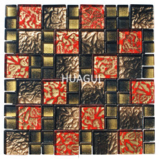 Glass Peel & Stick Mosaic Tile Mixed Stainless Steel Material Mosaic Tile Wall Decaration 