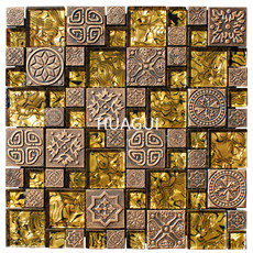 Resin Mosaic Tile Mixied Glass Mosaic Tile Mosaic Tile Wall Decaration Yellow Color Backspalsh