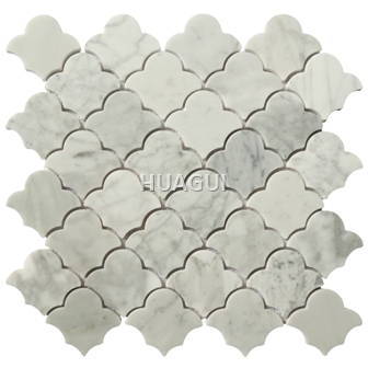 Carrara White Cloud Shape Marble Mosaic Tile  in Bardiglio for Wall