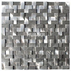 Random Sized Aluminum Mosaic Tile in Brushed Aluminum Silver  Brick Backsplash Wall Paneling
