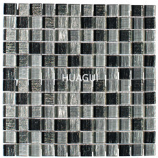 Sqaure Random Sized  Glass Foil Mosaic Tile in Glossy Black Stainless Steel Cube Mosaic