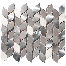 Matte Mixed Color Aluminum Metallic Leaf Painting Glass Mosaic Tiles for Bathroom and Kitchen Walls Kitchen Backsplashes