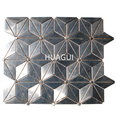 Random Square Mixed Material Mosaic Tile in Black/Silver Home decoration Bath Backsplash