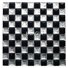 Silver and Black Crystal Mosaic Glass Tiles Silver  Color Mirror Glass Mosaic Tiles Factory Price