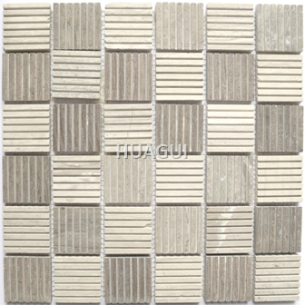 Square Shape Texture of Bottom Random Sized Marble Mosaic Tile in Gray/White