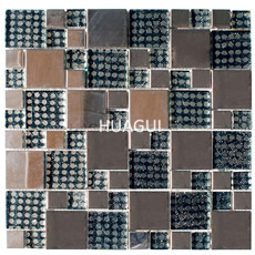 Grid pattern wall paper glass mosaic tile mixed stainless steel mosaic tile for kitchen bathroom