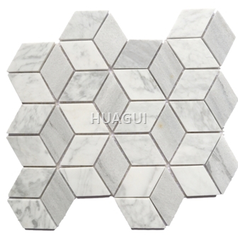 Hexagon Random Sized Marble Mosaic Tile in Grey/White Color