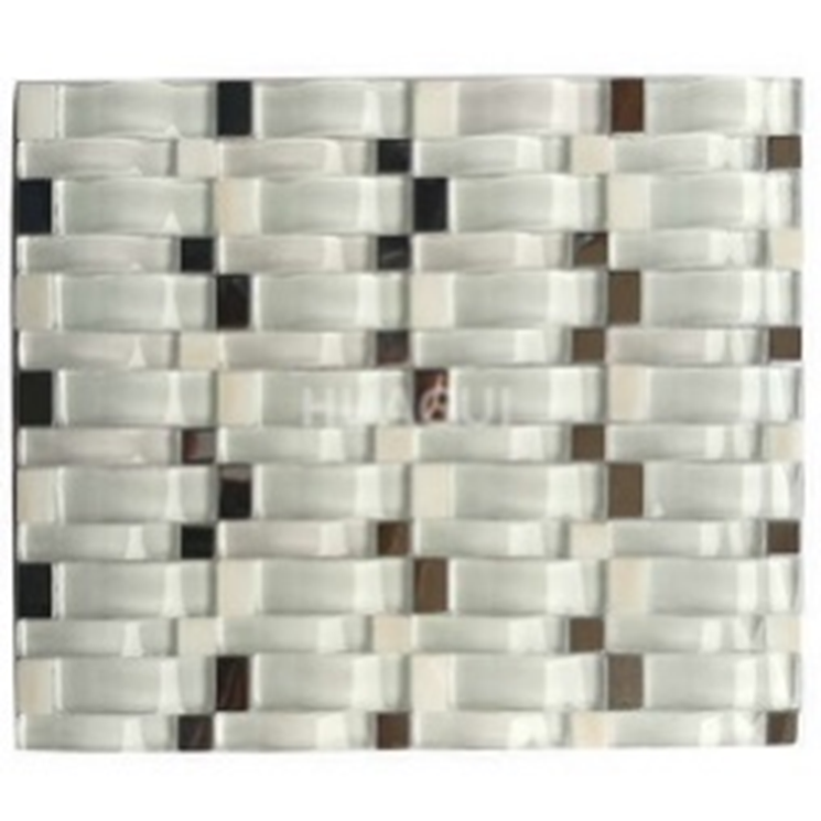 Supper White Glass Waterjet Mosaic Self Adhesive Dot Metal Kitchen Backsplash Mosaic