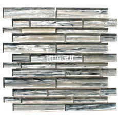 PVC Peel & Stick Mosaic Tile in Gray Glass Material Strip Shape Bathroom