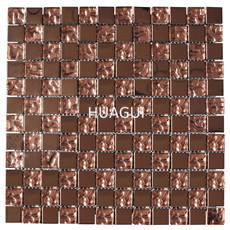 Kitchen Glass Mosaic Tile in Red/Brown Bathrrom Glass Mixed Stainless Steel Mosiac Tile