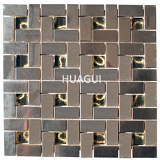 3D Rectangle Stainless Steel Mosaic Tile Metal Peel & Stick Mosaic Tile in Metallic Silver