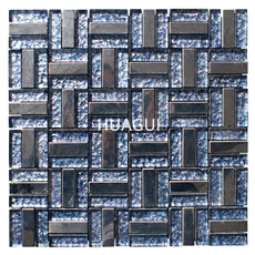 Rectangle Glass Mixed Stainless Steel Material Mosaic Tile Kitchen Backspalsh Wall Tile