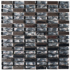 Glass Mounted Blend Random Sized Glass and Metal Mosaic Tile Silver/Grey
