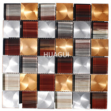 Home Building Glass Tile Kitchen Backsplash Idea Bath Shower Wall Decor Gold Gray Interlocking Pattern Art Mosaics
