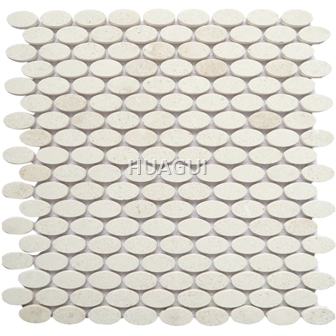 Random Sized Marble Mosaic Tile in Beige Color Oval Shape