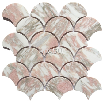 Finsh Scale Marble Mosaic Tile Fan Pattern Mini Mosaic Tile Polished Mosaic Tile