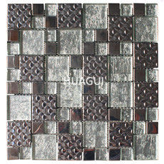 Texture of Surface stainless steel mosaic tile mixed Silver Glass Mosaic Tile Square Shape Backspaslh