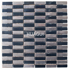 Mosaic Tiles Interlocking Surface Texture Chrome Silver Black Ink Blue Mosaic Bath Kitchen Fireplace Decor 