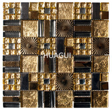Texture of Surface stainless steel mosaic tile mixed Gold Glass Mosaic Tile Square Shape Backspaslh