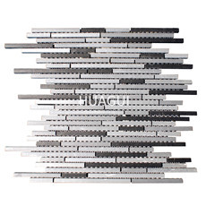 Modern Rectangle Random Sized MetalGlass Mosaic Tile Wall Backspalsh Tile Home Decoration
