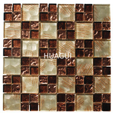 New Design Brick Metal Mosaic Tile in Glossy Brown/Red Square Shape