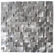 Modular Random Sized Marble Mosaic Tile in Glossy Silver/Gray 