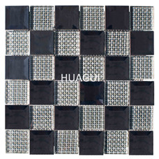 Reclective Linings Glass Mosaic Tile Black &Silver Mirror Glass