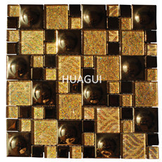 Backsplash Wall Paneling Field Glass Mosaic Tile in Gold Ceramic Mosaic Tile 