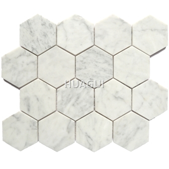 Carrara Hexagon Random Sized Marble Mosaic Tile in White Home Decoration Material