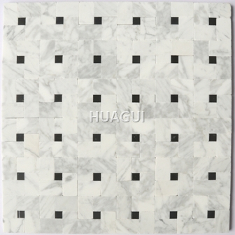 Stone Center Online  Sliced Random Sized Marble Mosaic Tile  in Black/Grey 
