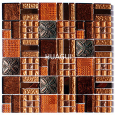 Random Sized Texture of surface  Glass Mosaic Tile in Polished Orange Red Ceramic Cube Mosaic Tile 