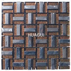 Square Sparkling Powder Glass Mosaic Stainless Steel Tile for Kitchen Backspalsh