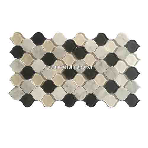 Beige and white luxembourg villa heirloom arabesque glass stone mosaic tile