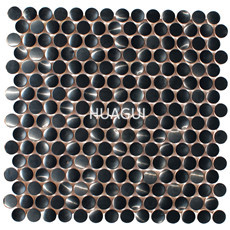 Metal Mosaic Tile in Stainless Steel Wall Backsplash Kitchen Panel Round Shape