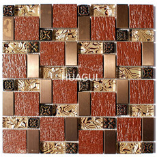 PVC Peel & Stick Glass Mosaic Tile in Square White Ceramic Tile Mixed Stainless Steel Mosaic