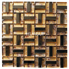 Yellow Color  Peel & Stick Mosaic Tile  Sized Stainless Steel Mixed Glass Subway Tile for Wall