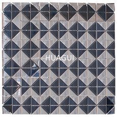 Cityscape Random Sized Metal Mosaic Tile in Silver/Black Wall Decoration Kithcen Fireplace