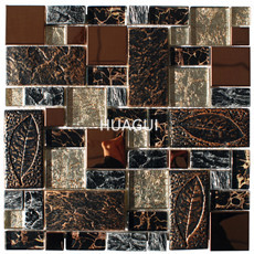 Forest Random Size Mixed Material Wall Paper Mosaic Tile in White/Beige Ceramic Tile